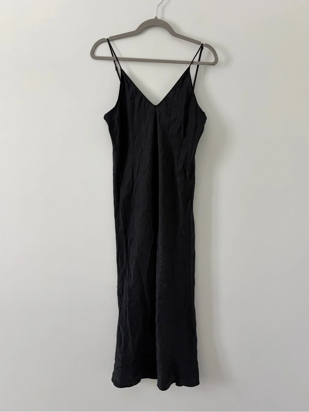 Billy Reid Black Silk Shirt Tail Sleeveless V Neck Floral Slip Midi Dress Large